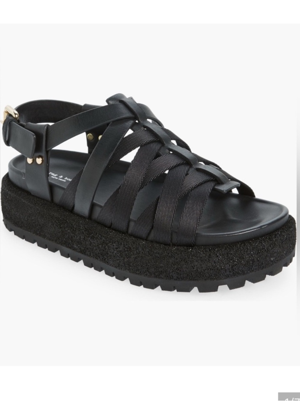 New Rag & Bone Black Leather Park Sandals Strappy Fisherman Sz 39.5